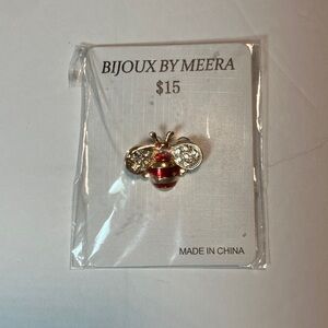Bijoux by Meera Red and Gold Bee Brooch